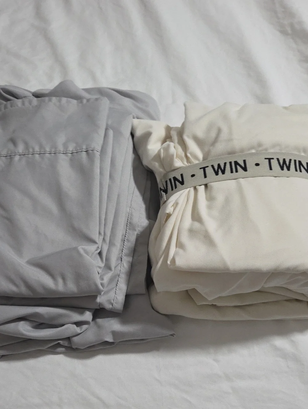 2 Sets If Twin Sheet Sets. Grey & Cream Color